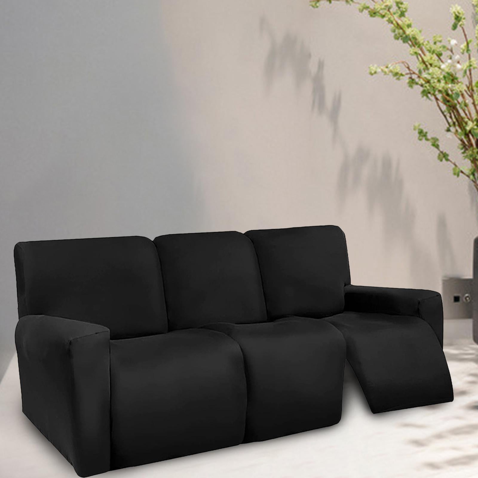 Stretch Soft Couch Cover, Soft Washable with Elastic, Furniture Sofa Slipcover for Cushion Couch, Kids, Pets Black