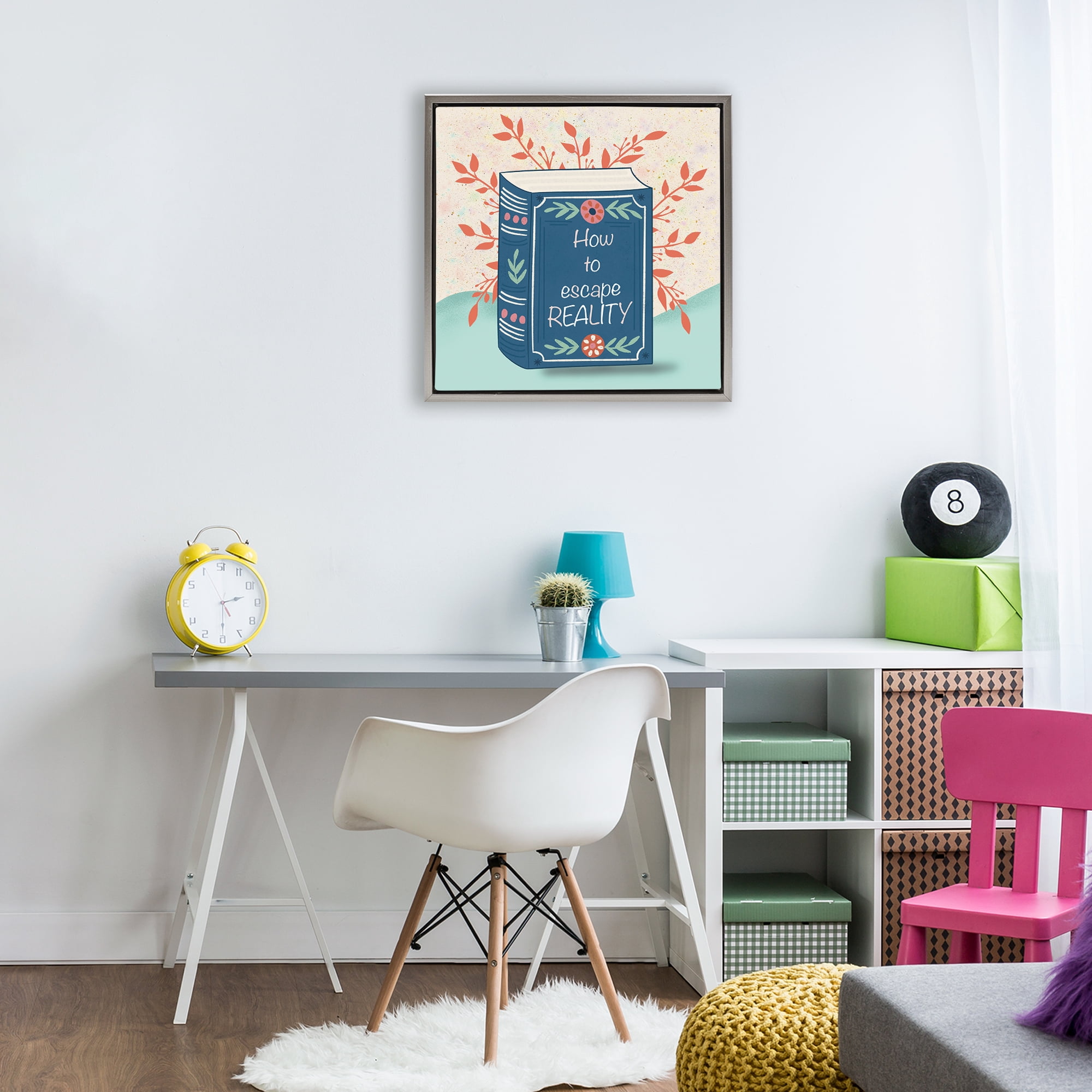 Stupell Industries How To Escape Reality Gray Framed Floater Canvas Wall Art, design by Julia Frost