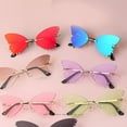 thumbnail image 4 of Gafas de sol de mariposa de estilo retro para mujer, anteojos sin montura con diamantes de imitación para mujer Marrón jinwen Gafas de sol de mujer, 4 of 8