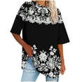 thumbnail image 2 of GaThRRgYP Women's Summer Short Sleeve Tops Outfits,Women's Oversized Round Neck Short Sleeved Solid Summer Base Shirt Sports T-shirt Tops Black S, 2 of 7