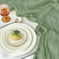 thumbnail image 5 of Parojati 1 Pcs Cheesecloth Table Runner - 35*240 inch Boho Gauze Rustic Sheer Table Runners for Dining, Wedding, Celebration, Party Decorations, Sage Green, 5 of 8