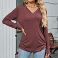 thumbnail image 5 of EDFBUYKRS Womens Tops Long Sleeve V Neck Shirts Fall Sweater Casual Blouses Fashion Outfits L, 5 of 7