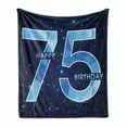 thumbnail image 1 of 75th Birthday Soft Flannel Fleece Blanket, Geometric and Abstract Design in Blue Colors with Stars Background, Cozy Plush for Indoor and Outdoor Use, 50" x 60", Dark Blue Pale Blue, by Ambesonne, 1 of 6
