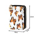 thumbnail image 4 of PU Leather Zipper Card Case Credit Card Holder Small Wallets Orange-black Butterfly, 4 of 7