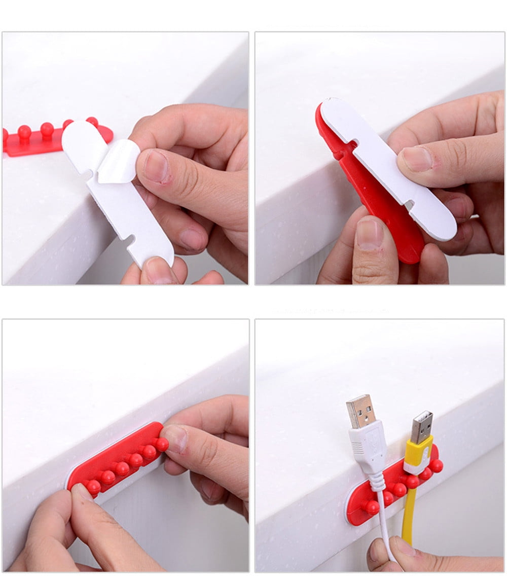 2pcs Wire Cord Clip Cable Line Plug Holder Fixer Organizer Clamp Candy Color