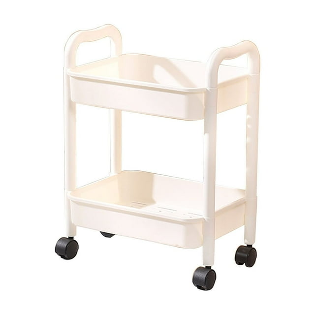 Fesfesfes 2 Tier Kitchen Shelf Multi layer Pot Storage Rack Home Floor Standing Storage Shelf Kitchen and Bathroom Organizer Simples Storage Rack Space Saving Design( With Armrests and Wheels)