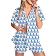 thumbnail image 4 of Awdenio Satin Pajamas Women's Fashion Short Sleeve Classic Flower Printing Sleepwear Soft Silk Button Down Loungewear Pjs Shorts Set S-XXL, 4 of 6