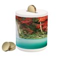 thumbnail image 1 of Waterfall Piggy Bank, Nature Single River in Corner of the Deep Forest Fair Fall Oak Trees, Ceramic Coin Bank Money Box for Cash Saving, 3.6" X 3.2", Red and Blue, by Ambesonne, 1 of 4