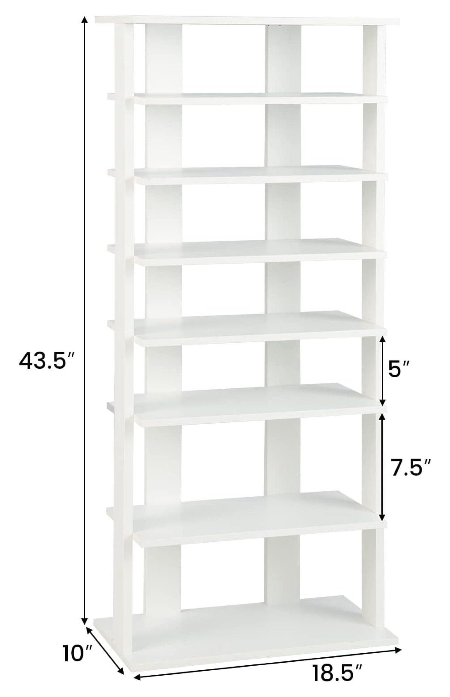 7 Tiers Vertical Shoe Rack, Wooden Slim Shoe Storage Shelf, Narrow Shoe Stand Tower for Boots, Space Saving Shoe Organizer for Closet, Entryway, Front Door (Large, White)