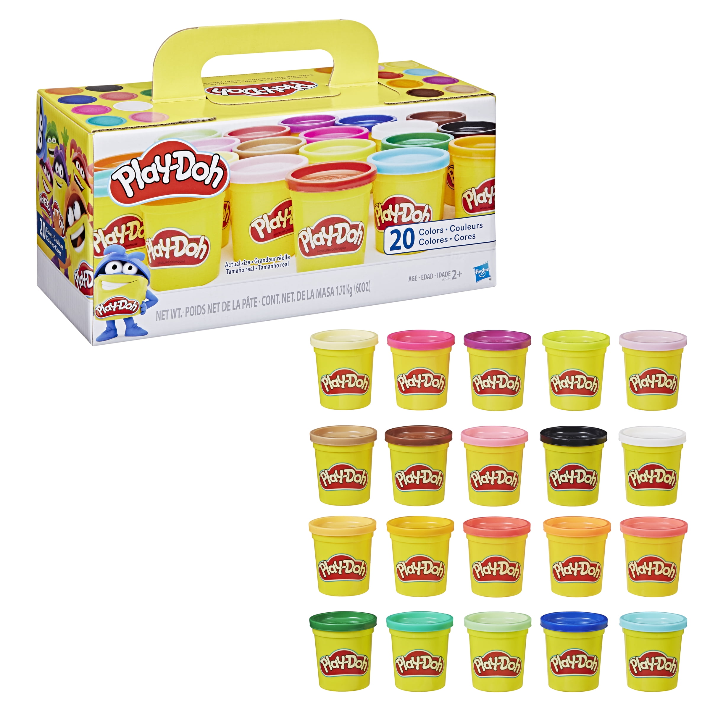 Play-Doh 20 Pack Party Favors Colorful 3 oz Cans in Varied Colors for Kids, Ages 2+