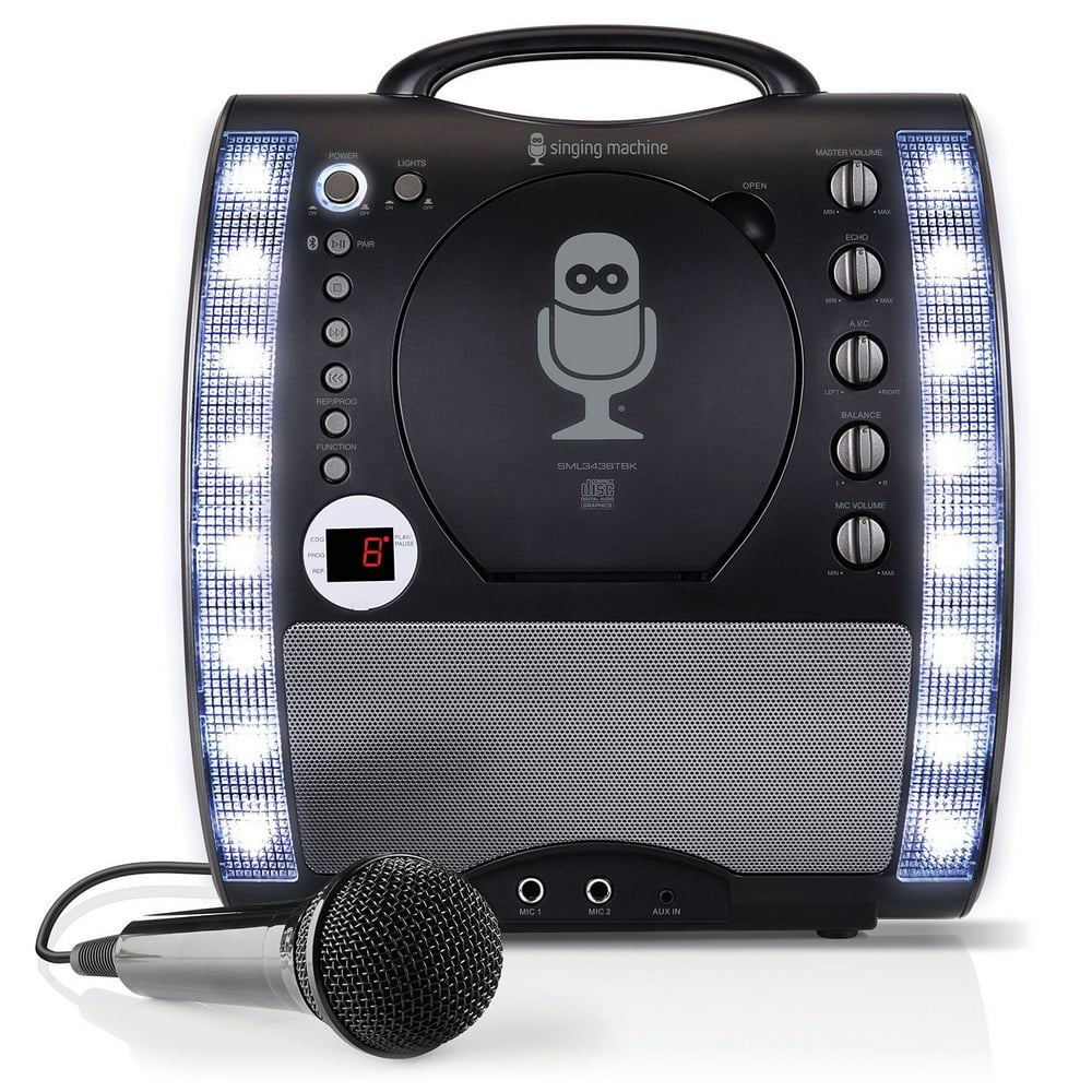 Singing Machine SML343BTBK Portable CDG + Bluetooth Karaoke System with