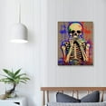 thumbnail image 3 of Nawypu  Vintage Skull Canvas Wall Art Funny Hear See Speak No Evil Human Skeleton Picture Set for Day Of Dead Home Bedroom Decor Ready to Hang, 3 of 4