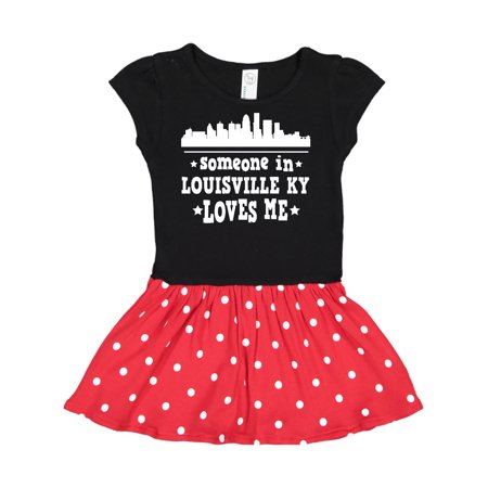 

Inktastic Louisville Kentucky Someone Loves Me Gift Toddler Girl Dress