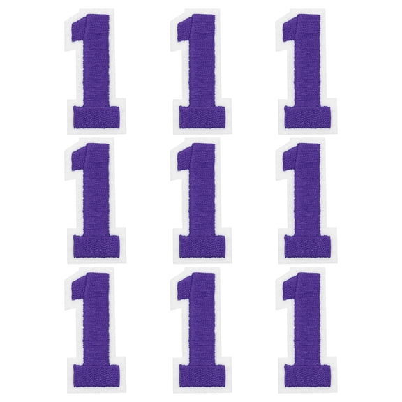 Uxcell Iron on Number Patches 2" Number 1 Embroidered Patch (Purple, Pack of 9)