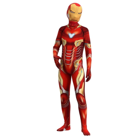 2026 New Halloween Iron-Hero Cosplay Costume, Red‑Gold Hero BND Costume Set, Cosplay Set Includes Jumpsuit, Unisex Halloween Outfit, 110(3-4 Years)