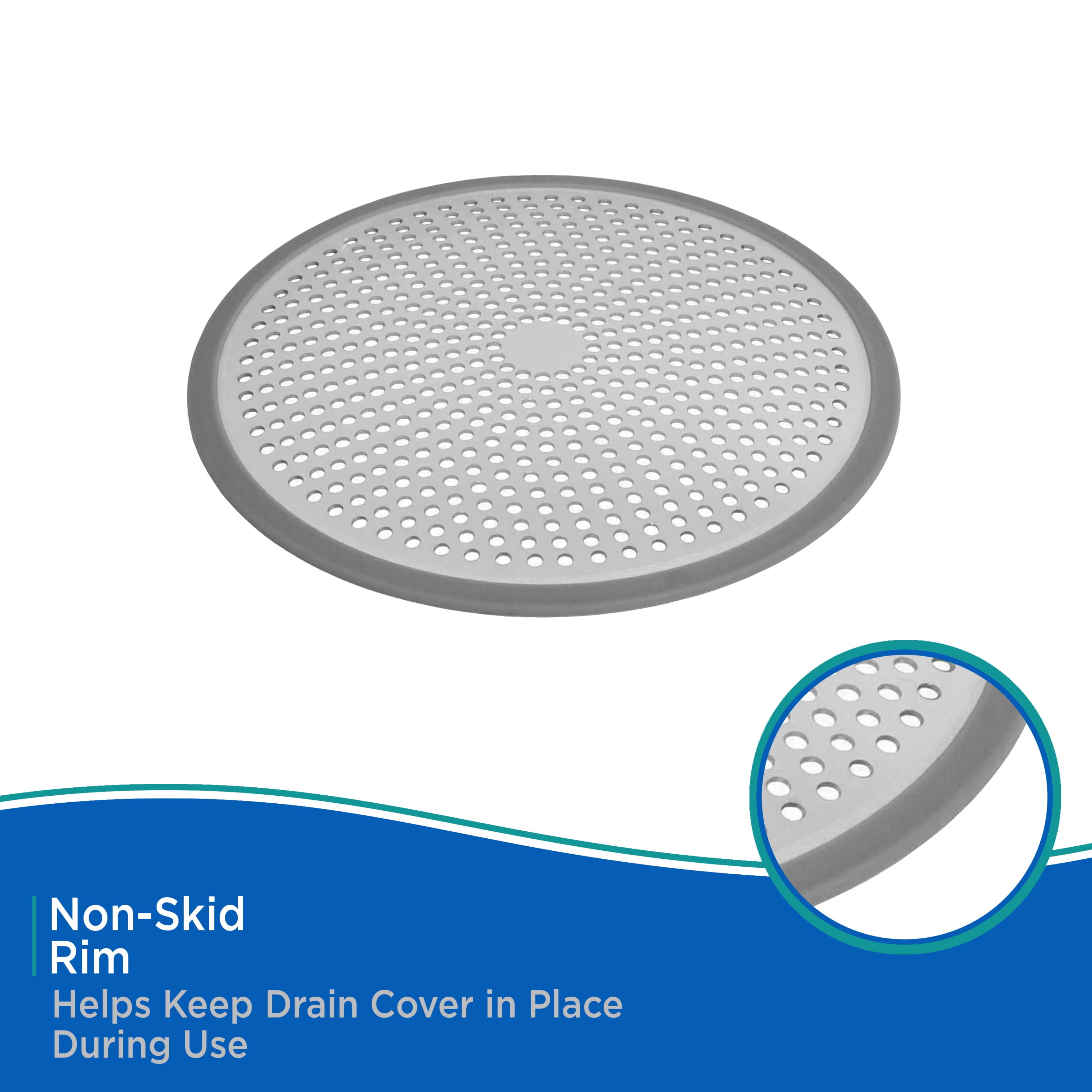 Kenney Rust-Proof Aluminum 4.7 Inch Diameter Sink or Bathtub Drain Cover, Silver & Gray
