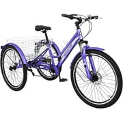 Slsy 16 inch Tricycle Trikes for Beginner Riders, Small Tricycle Single Speed 3 Wheel Bikes, Low Step Through Three-Wheeled Bicycles with Rear Basket