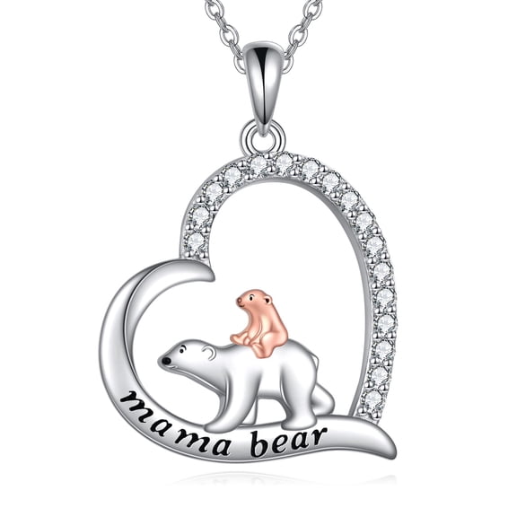 YAFEINI Mama Bear Necklace for Women Sterling Silver Mom Necklace Animal Lover Jewelry Mothers Day Gifts for Mama Wife Sister