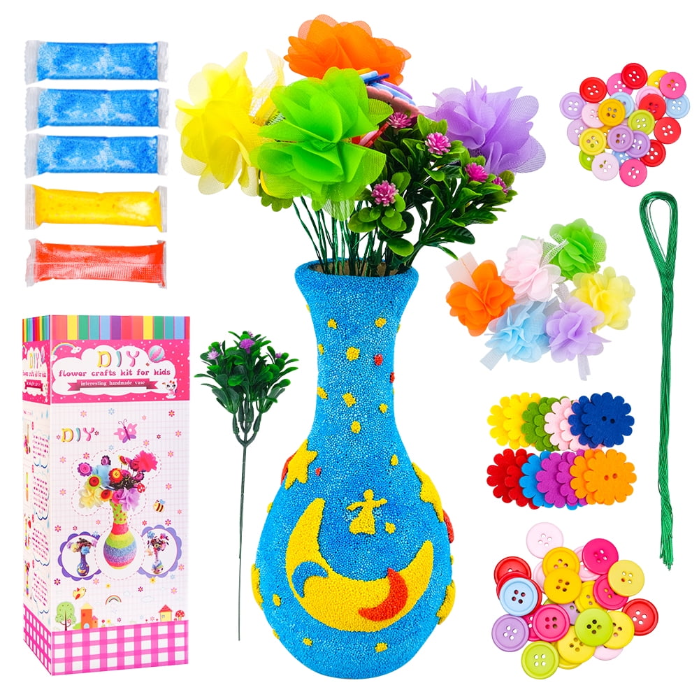 Dreamon Flower Craft Clay for Kids, DIY Your Own Flower Bouquet and Vase  with 12 Color Air Dry Clay, Creative Arts and Crafts Project Gifts for Kids
