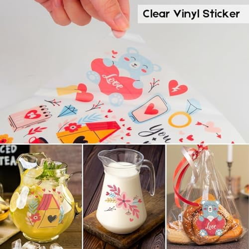 60 Sheets Printable Clear Vinyl Sticker Paper for Inkjet Printers, Transparent Paper of 8.5x11"DIY Personalized Self-adhesive Paper That Is Tear Resistant, Waterproof Labels, Easy to Cut