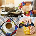 thumbnail image 4 of Colorful Rainbow Checkered Pattern Kitchen Oven Mitt and Pot Holder Sets 2 Pcs for Baking, Cooking and Grilling, Heat Resistant Up To 392 °F, 4 of 7