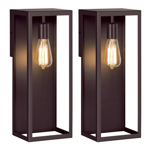 Juego de 2 Faroles de Pared para Exterior VerRon 40,6 cm Marrón