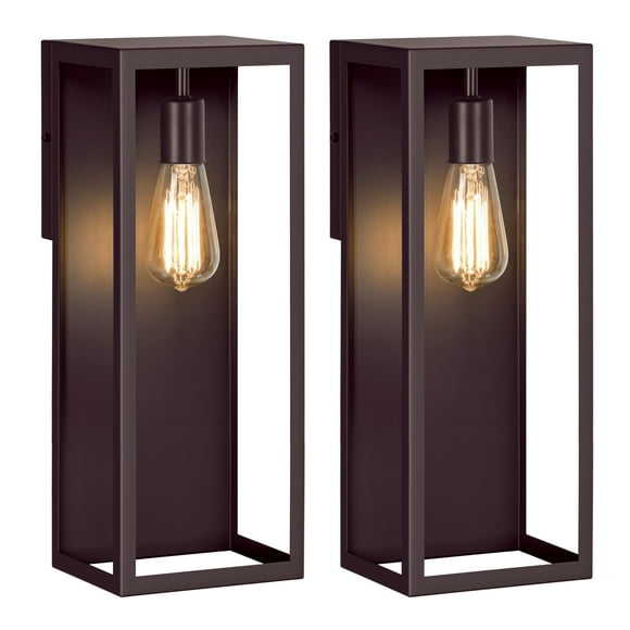 Juego de 2 Faroles de Pared para Exterior VerRon 40,6 cm Marrón