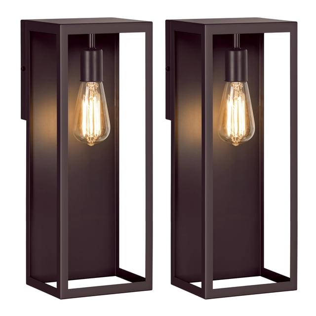 Juego de 2 Faroles de Pared para Exterior VerRon 40,6 cm Marrón