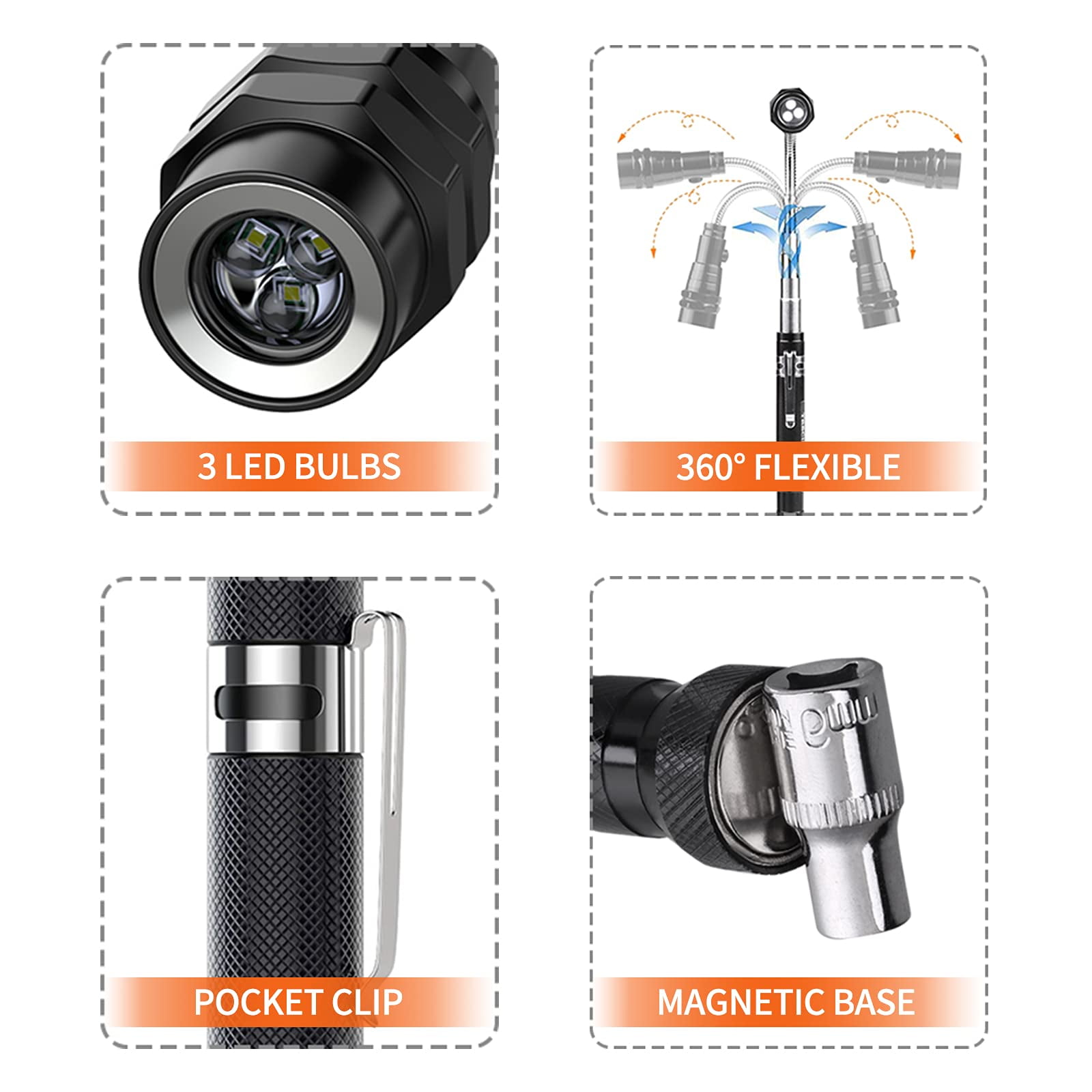 Veitorld Extendable Magnetic Flashlight, LED Telescoping Magnet Pickup Tool, Anniversary Birthday Gifts Idea for Men Dad Husband Women Grandpa Brother Boyfriend, Cool Gadgets Stuff