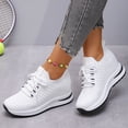 thumbnail image 3 of Rokment Womens Walking Non Slip Work Shoes with Hidden Wedges Breathable Mesh Lace up Platform Chunky High Heels Slip on Nurses Nursing Tennis Fashion Sneakers White Size 8, 3 of 7