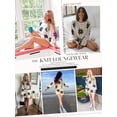 thumbnail image 6 of Avidlove Knit Pajama Set for Women Long Sleeve Floral Tops and Shorts Lounge Set with Pocket 2 Piece Matching Outfits Casual Sweater Sets Sleepwear, 6 of 7