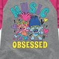 thumbnail image 3 of Trolls - Music Obsessed Poppy and Branch - Toddler & Youth Girls Raglan Graphic T-Shirt, 3 of 4