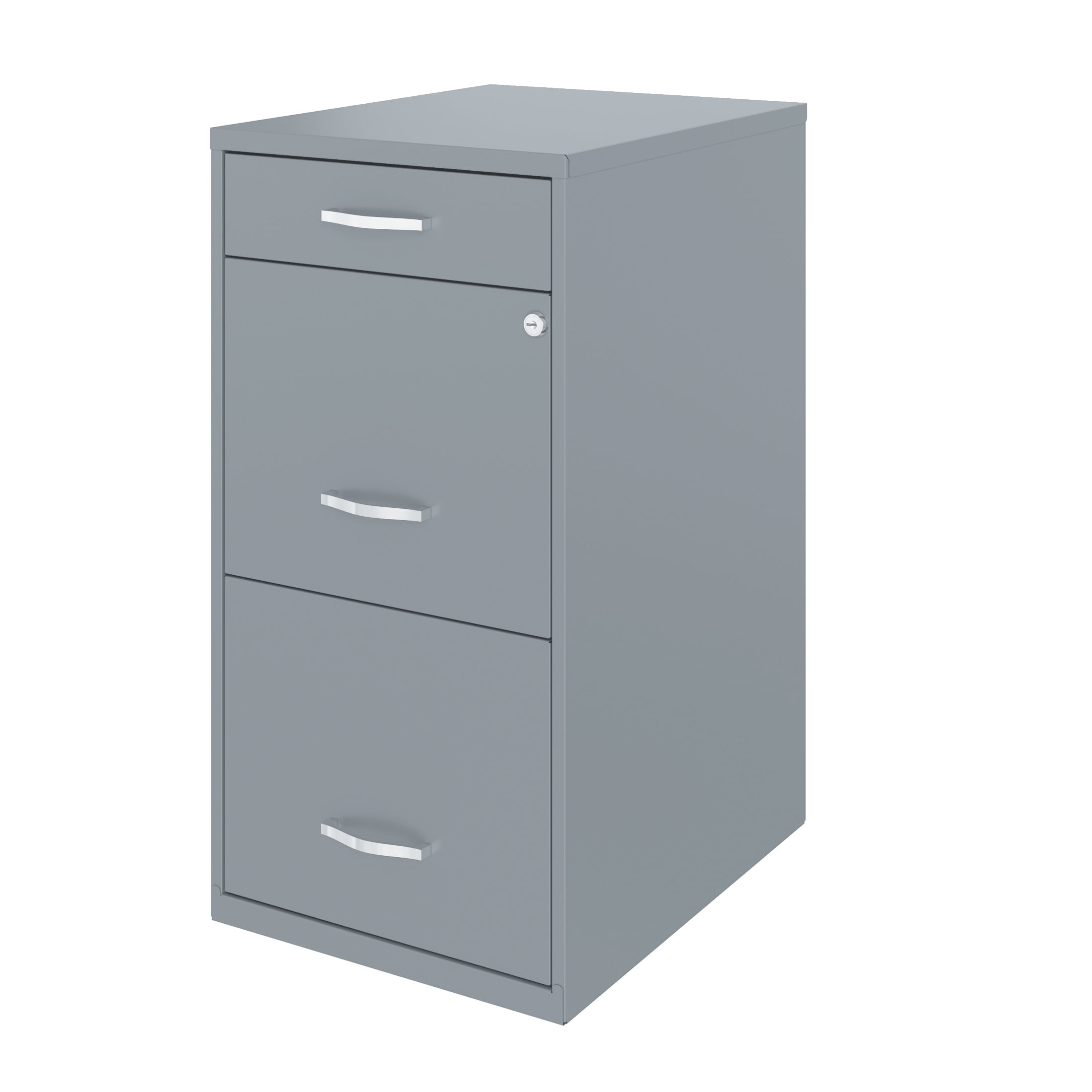 Space Solutions 3 Drawer Letter Width Vertical File Cabinet with Pencil Drawer, Platinum