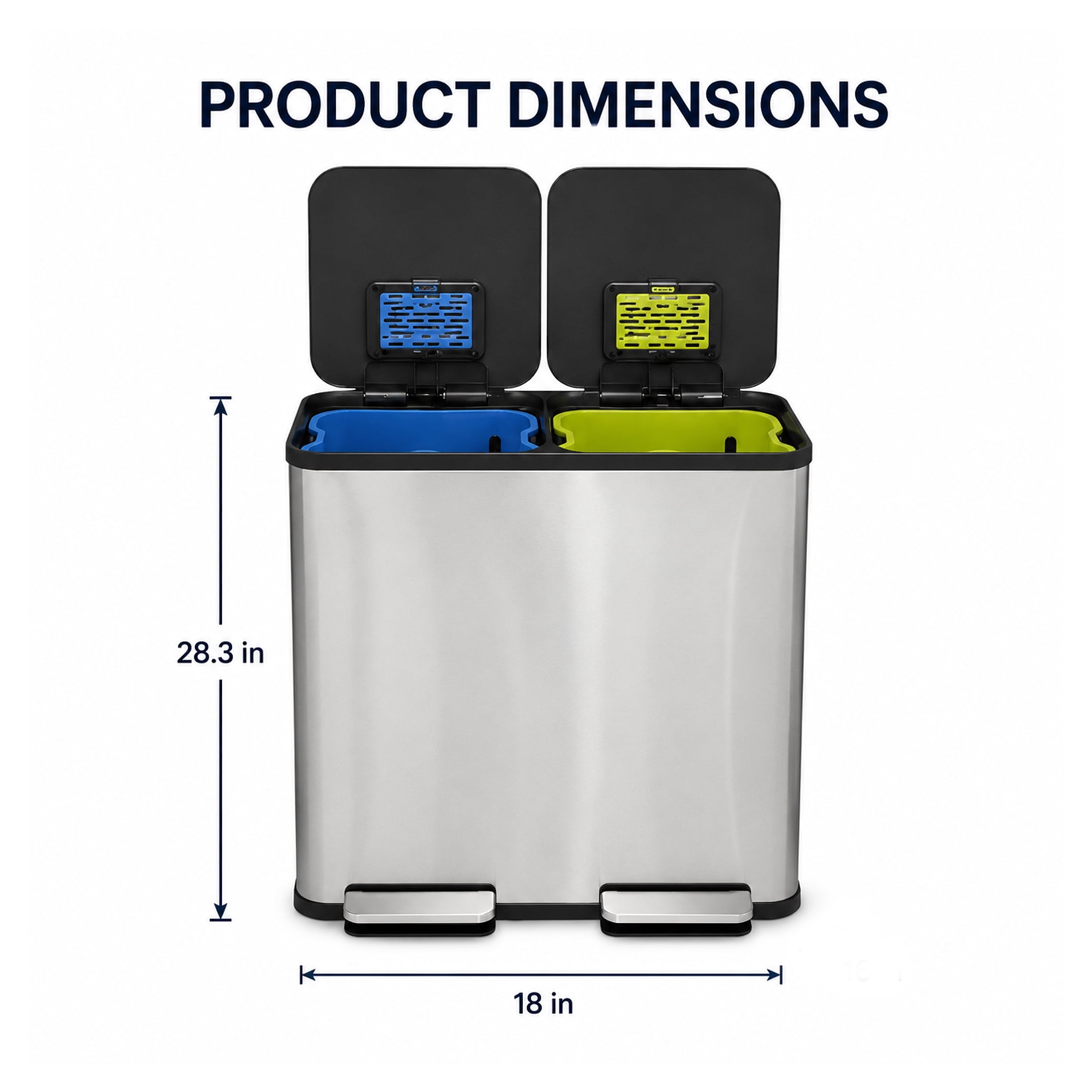 Simpli-Magic Recycle Kitchen Trash Can, 21 Gallon Stainless Steel