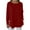 Wine, variant on Giftesty Women's Solid Color Crew Neck Long Sleeve Waffle Knit Button Side Split Loose Pullover Top for Daily Wear