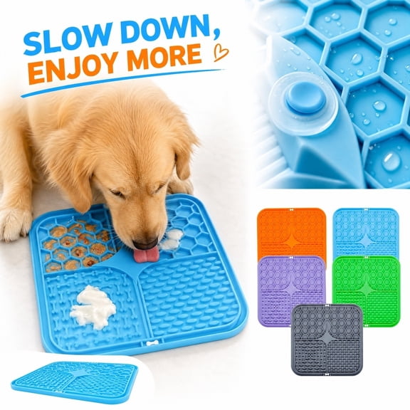 Silicone Pet Mat Lick Mat for Dogs 6 Inch Small Silicone Mat Dog Slow Feeder for Relaxation Relief Non Slip Grey Pet Feeding Mat for and Water, 1 Pack