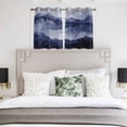 thumbnail image 4 of Navy Blue Ombre Mountain Kitchen Curtains Short 54 Inch Length, Nature Abstract Art Marble Grommet Top Bedroom Living Room Curtains, Light Filtering Cafe Curtain Drapes 2 Panels Set 84''x54'', 4 of 9