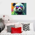 thumbnail image 5 of Acheng Funny Animal Canvas Wall Art, Colorful Panda Wearing Glasses Painting Picture Cute Animal Graffiti Poster Print for Bathroom Dining Room Decor pattern1, 5 of 6