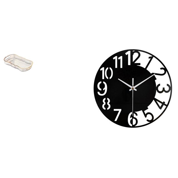Bandeja de almacenamiento,Bandeja rectangular para servir frutas y postres de cocina,Reloj de pared grande,Reloj de pared acrílico silencioso moderno,Reloj de pared grande para