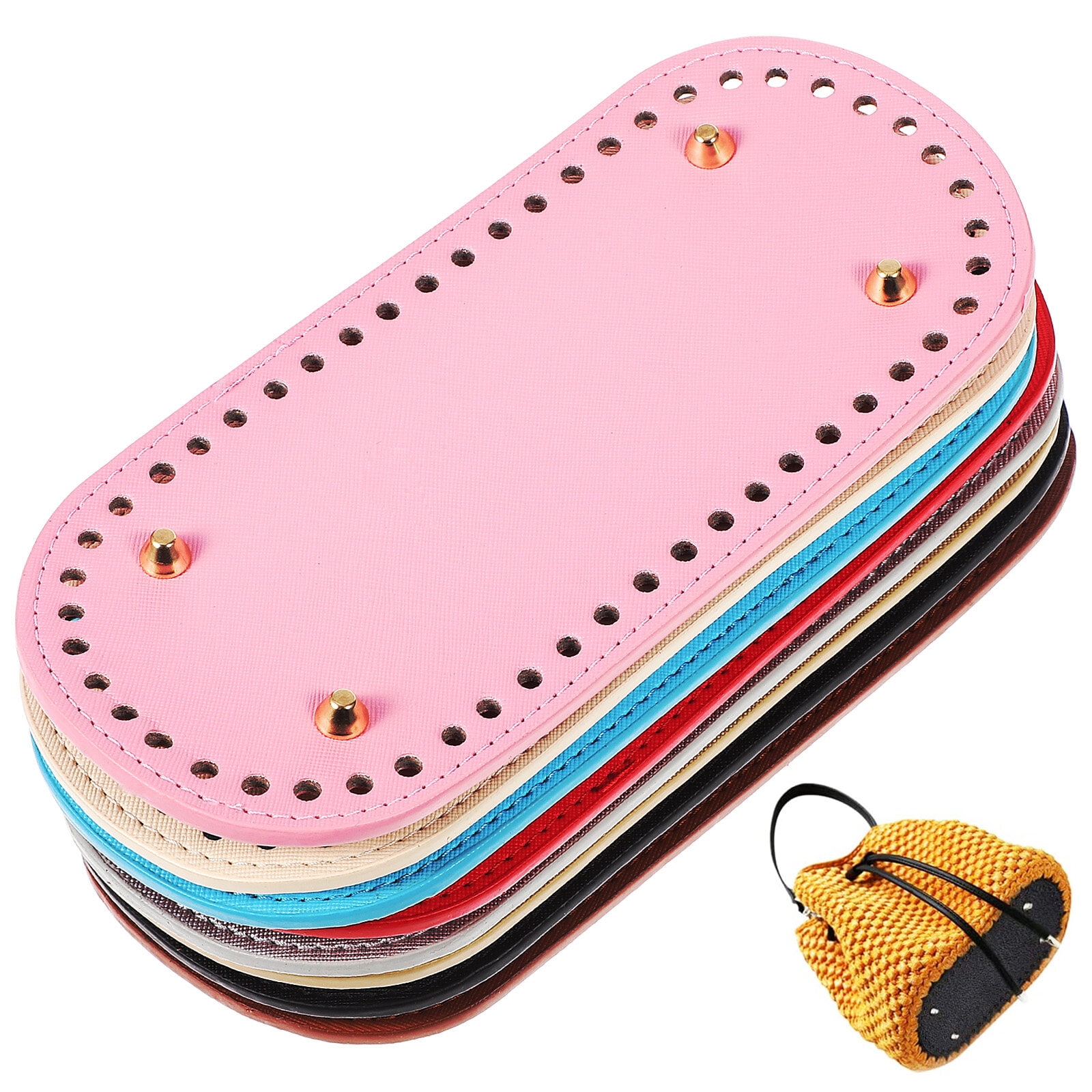8Pcs Bag Bottom Base with Holes PU Leather Crochet Bag Shaper Oval