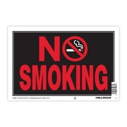 Hillman Group 8" x 12" No Smoking Sign, Black and Red, Plastic - 1 Sign