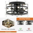 thumbnail image 6 of Ceiling Fans with Lights and Remote,12.5 Inch Low Profile Caged Ceiling Fan with LED Light, 3 Speed, Auto Shutoff, Black, 6 of 9
