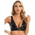 thumbnail image 2 of Sxiwei Women's Wet Look Pu Leather Bra Top Plunging Tank Crop Top Vest Bustier Rave Dance Bra Black XXL, 2 of 7