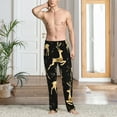 thumbnail image 5 of Uemuo Christmas Gold Deers Pattern Men's Wide Leg Palazzo Lounge Pants with Pockets Light Weight Loose Comfy Casual Pajama Pants-Small, 5 of 9