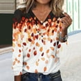 thumbnail image 7 of Craaazy Women's Fashion Printed Fall Gifts Tunics Long Sleeve Tops V Neck Shirts Loose Casual Blouses with Decor Button, 7 of 7