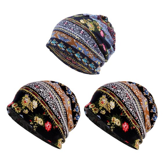 3 Pieces Fashion Unisex Slouchy hat Sleep Turban Caps Headwear