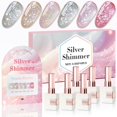 thumbnail image 1 of Set de esmaltes en gel con purpurina Double Rhythm, 15 ml x 6, con pizarra, 1 of 9