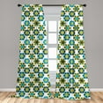 thumbnail image 4 of Ambesonne Blue Yellow Curtains, Bicolour Flower Motifs, Pair of 28"x63", Dark Cocoa and White, 4 of 4