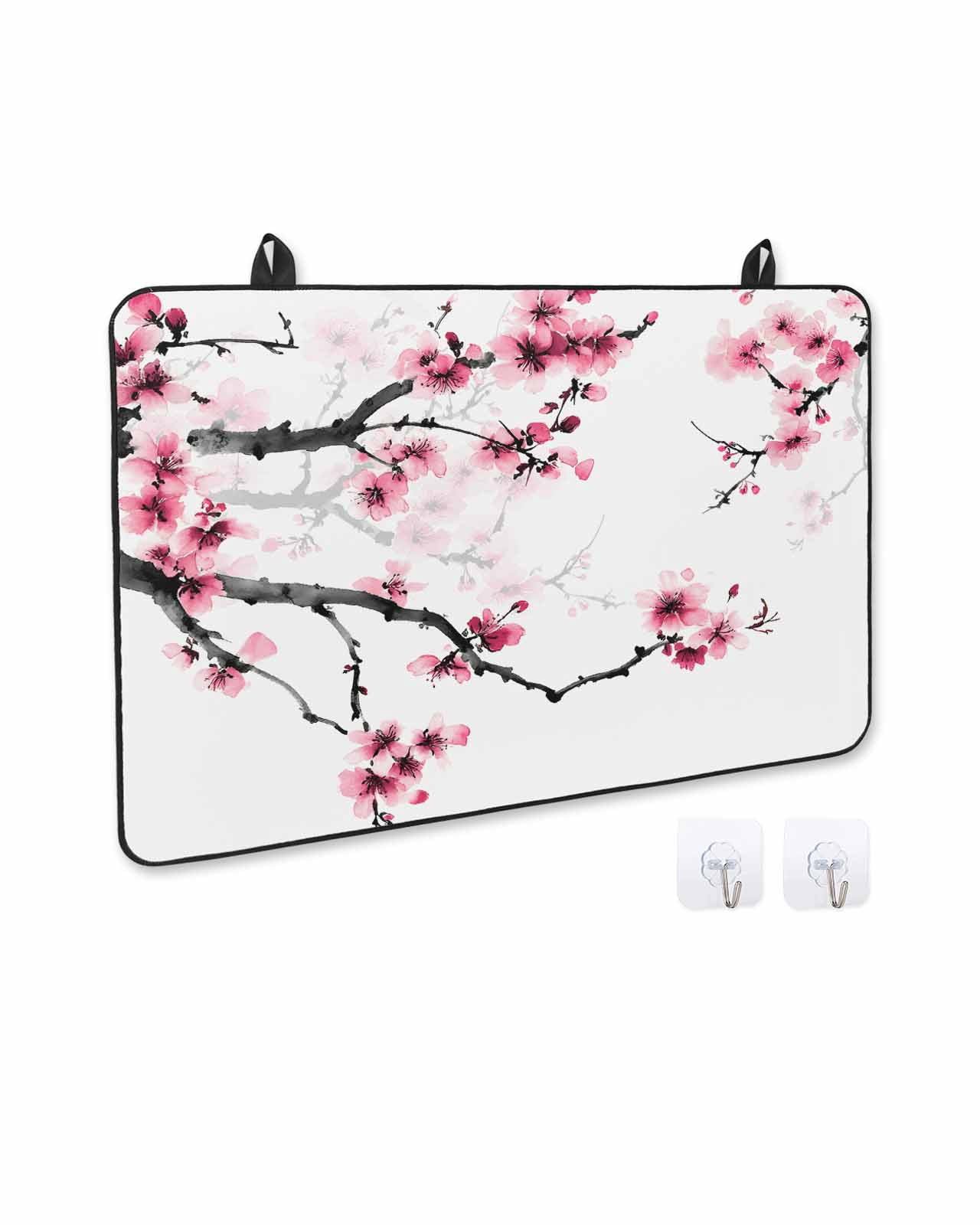 nqOlkjepod Large Induction Cooktop Protector Mat 24"x21", Cherry Blossoms Stove Top Covers for Electric Stove, Pink Pastoral Modern Gradient Spring Stove Burner Cover Mats, Glass Top Stove Cover