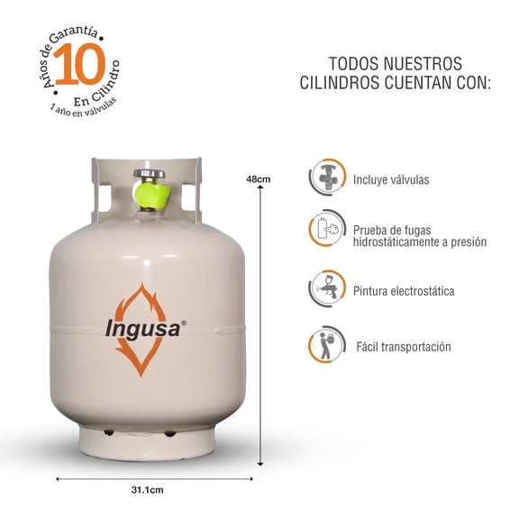 Cilindro de Gas LP 9 Kg - Portátil con Válvula Tradicional | Tanque para Gas Doméstico